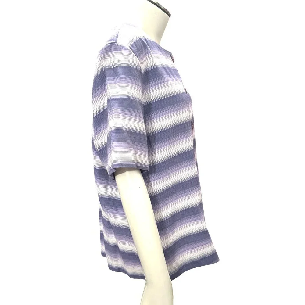 Alfred Dunner Size 16 Lavender Stripe Button Blouse Cottagecore Soft Grunge Rayo - Picture 6 of 10